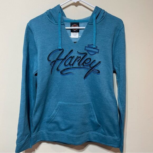 Harley Davidson Womans Sweatshirt Hoodie Turquoise Size Small NWT - Picture 1 of 13